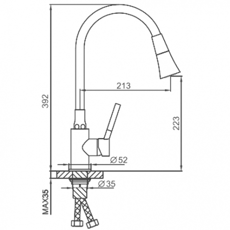 Смеситель для кухни с гибким изливом Frap F4044-8